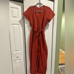 Madewell Red Button-Front Jumpsuit
